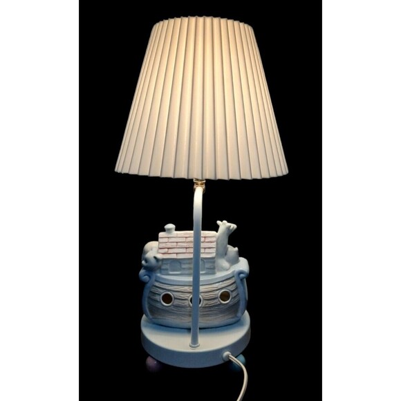 VTG Noahs Ark Baby Childrens Nursery Ceramic Lamp & Night Light 3 Way Switch EUC - Picture 9 of 9